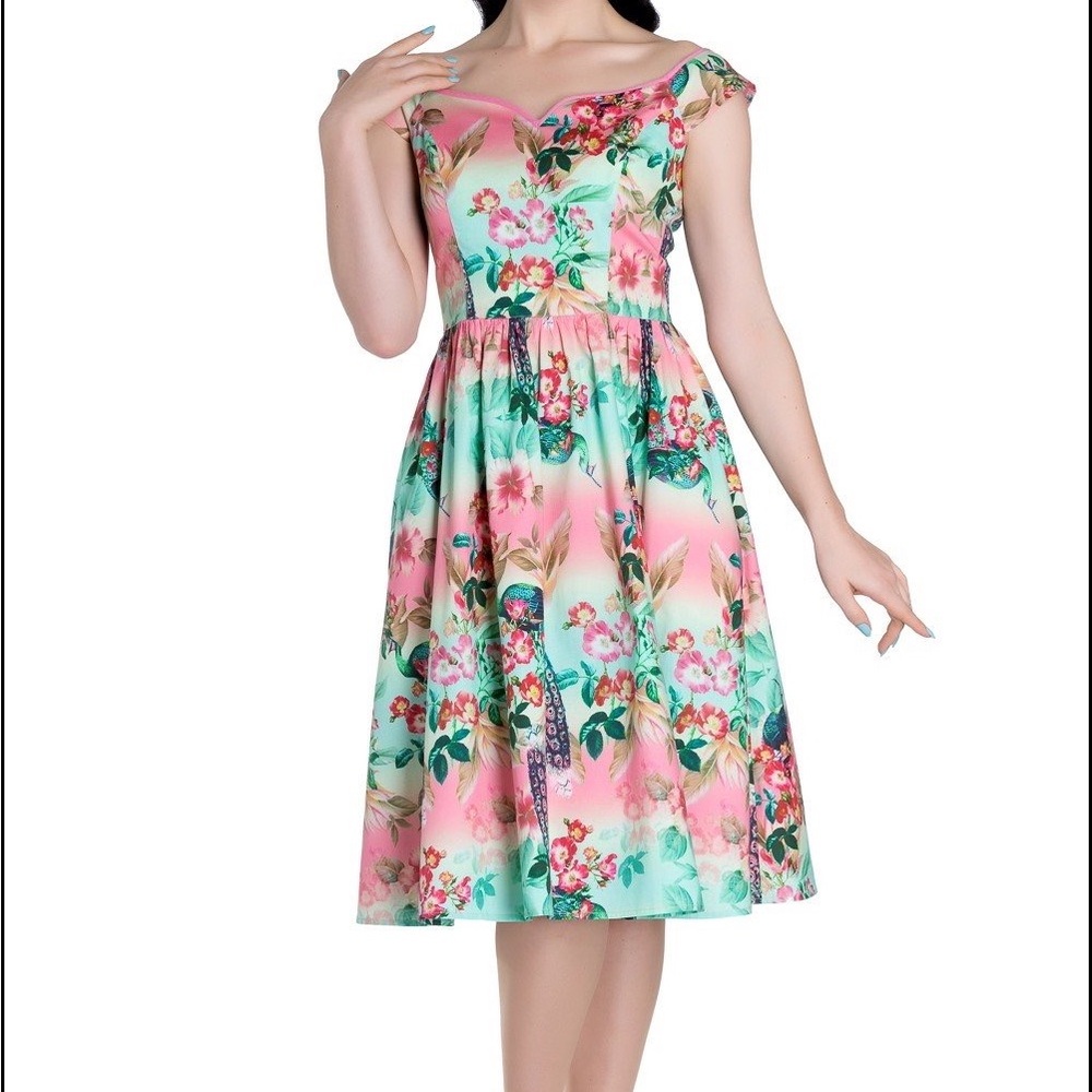 Hell Bunny Vixen Peacock Pastel Swing Dress